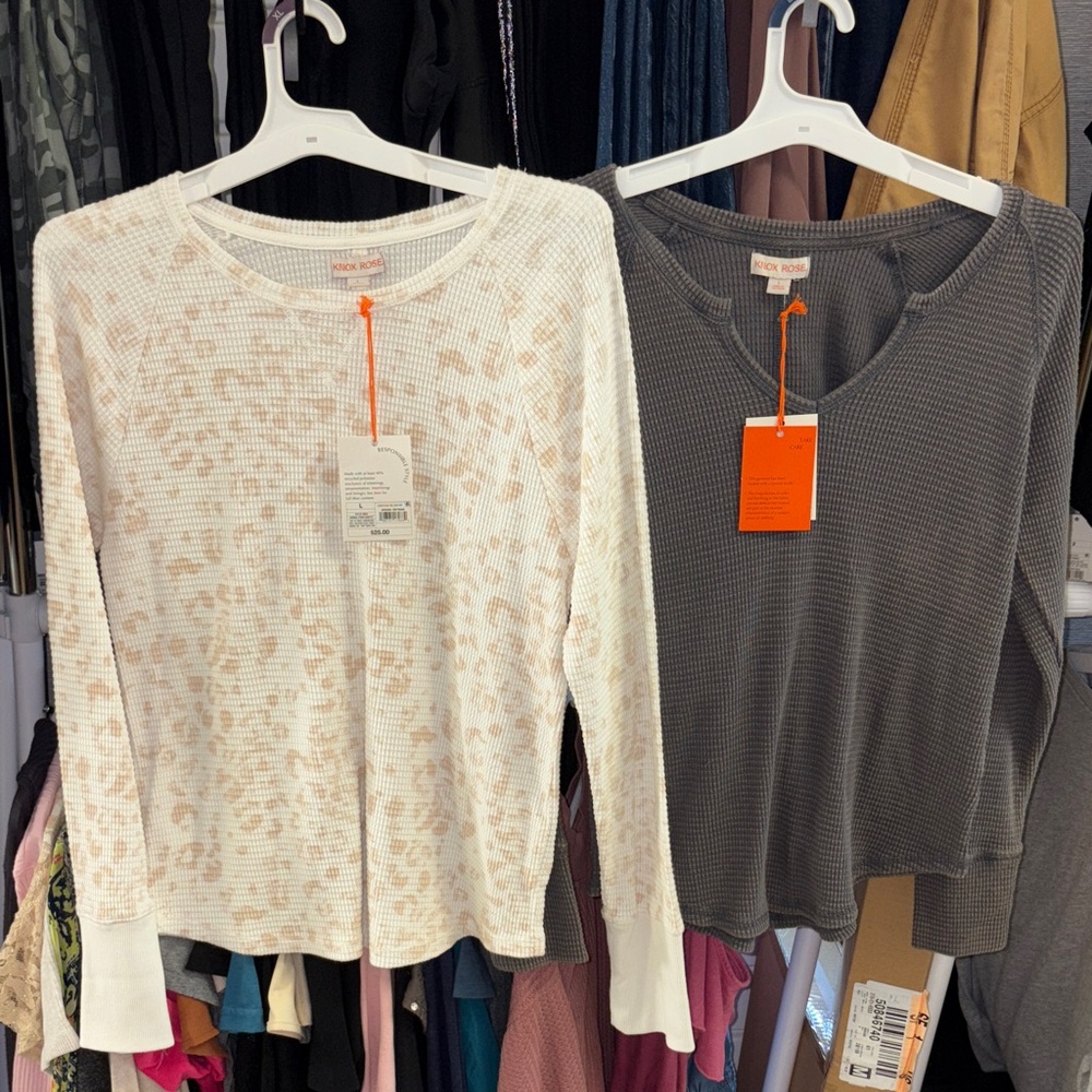 Women's Cream and Gray Tops